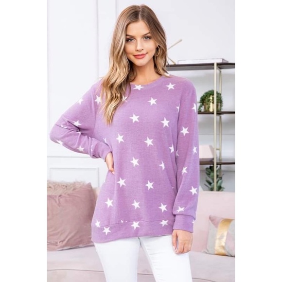 Star print cozy sweater purple - Picture 2 of 12